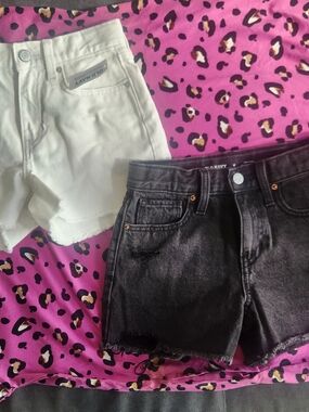 X2 Girls Size 8(kids) Old Navy High-Rise Denim Shorts - White & Black
